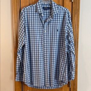 Polo by Ralph Lauren Blue White Plaid Button-Down Shirt NWOT size large